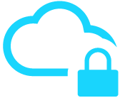 A blue cloud with a padlock on it.
