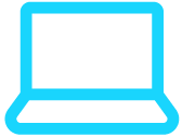 A blue laptop icon on a black background.