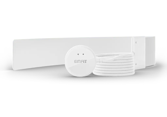 A white device with a white cord attached to it.