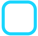 A blue square icon on a black background.