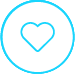 A blue heart icon in a circle on a black background.