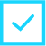 A check mark icon on a blue background.