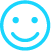 A blue smiley face icon on a black background.