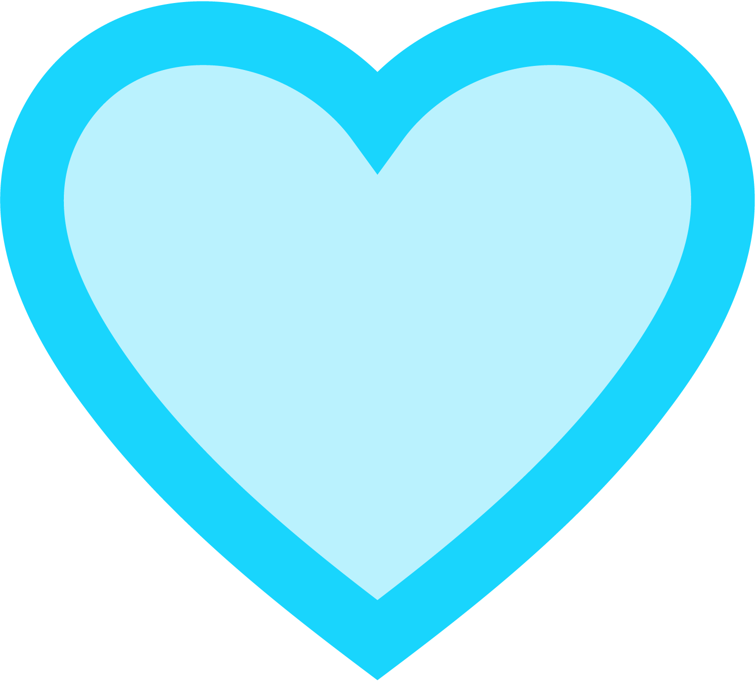 A simple heart shape outlined in bright blue with a lighter blue fill inside, reminiscent of Fibion designs.