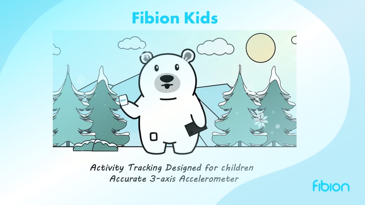 Cartoon polar bear promoting a children's activity tracker focused on science engagement with a forest background.
