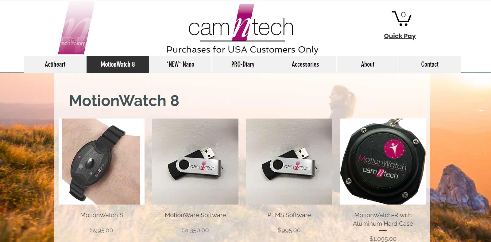 Website image of Camntech Motionwatch and software