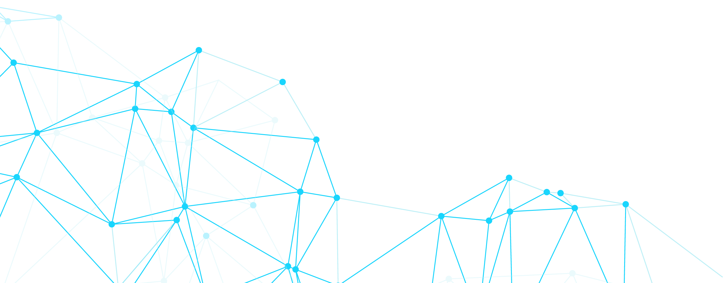 Abstract geometric network of blue lines and white dots connected on a black background, ready to get a quote for your SEO needs.