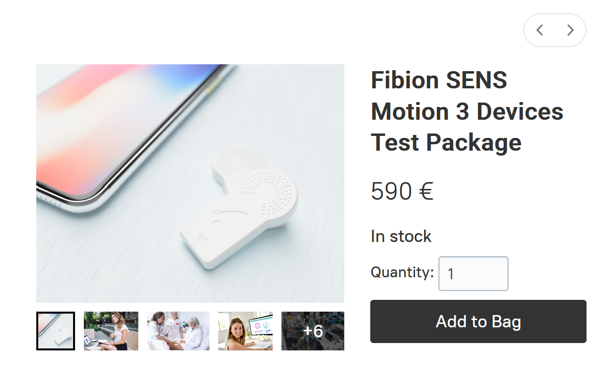 Fibion presents the SENS Motion Test Package for 3 devices, designed to assess motion capabilities.
