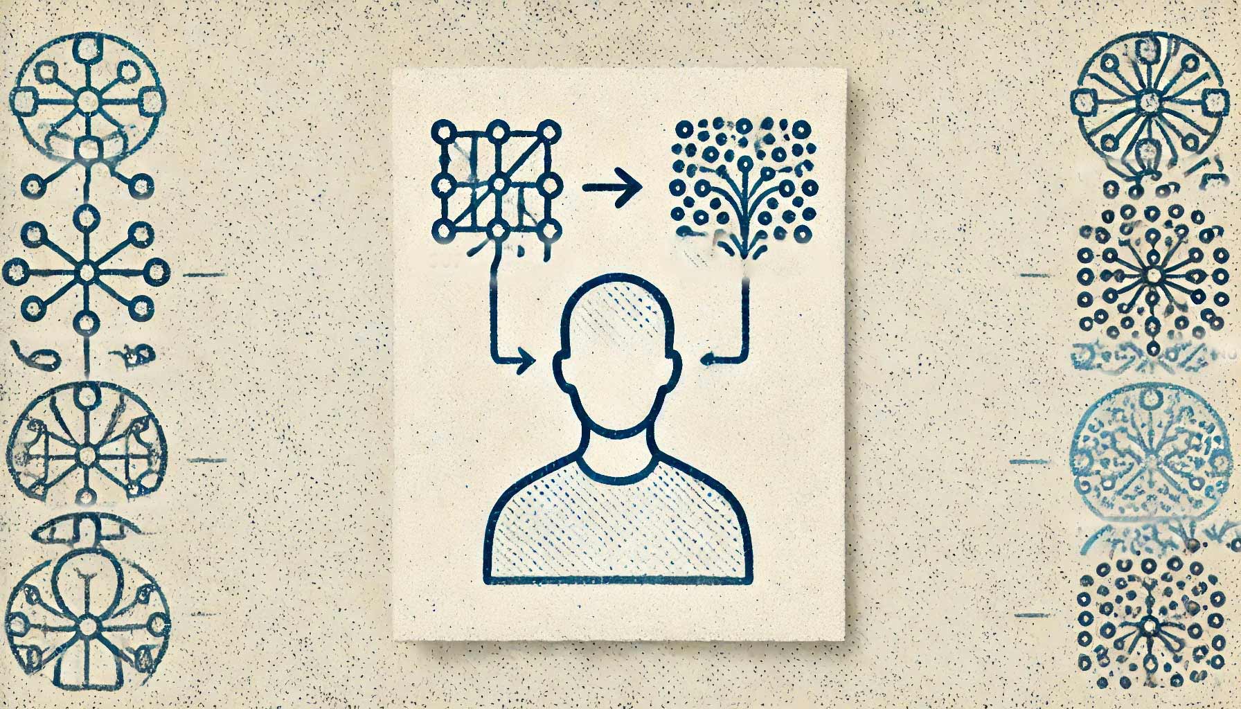 A simplistic illustration depicts a person's head with a network pattern on the left and a branching pattern on the right, symbolizing different cognitive or data processing paths, akin to advanced algorithms in HRV analysis.