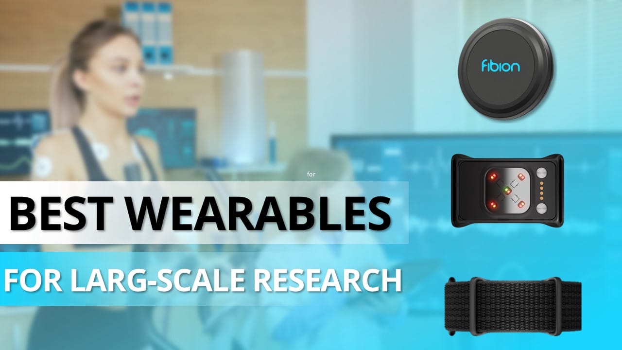 In the background, a woman exercises in a blur, surrounded by images of wearable devices and the text: "Best Wearables for Heart Rate Research.