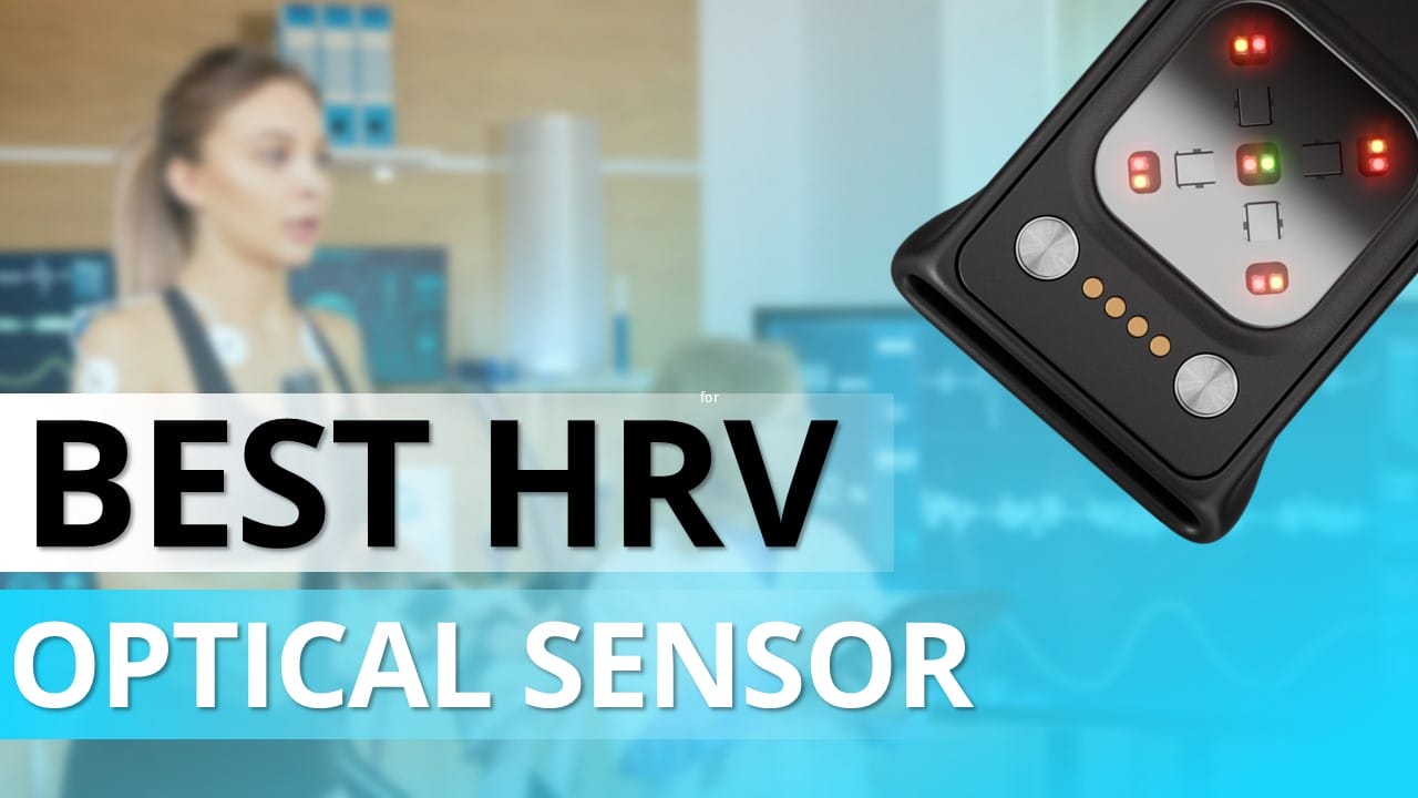 Image of a fitness device boasting the "Best HRV Optical Sensor." A woman is blurred in the background, highlighting the cutting-edge technology that captures your heart rate variability with precision.