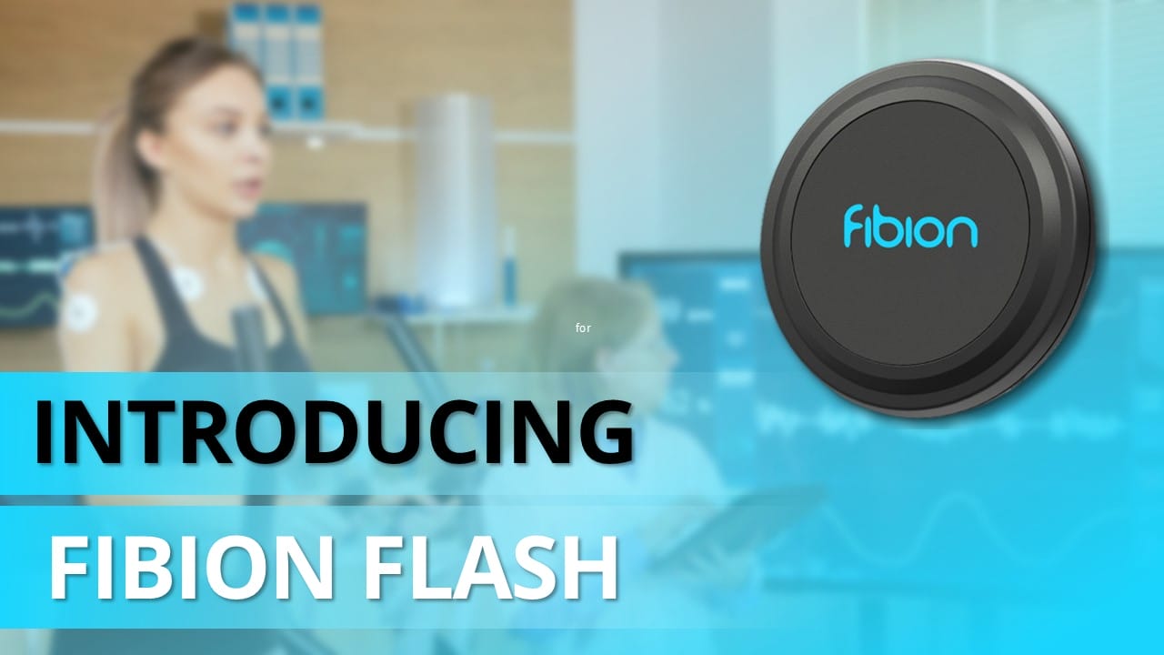 The image displays a promotional banner for Fibion Flash, an alternative to Polar H10, featuring a circular device. The blurred background highlights a person exercising, emphasizing its role in HRV research.