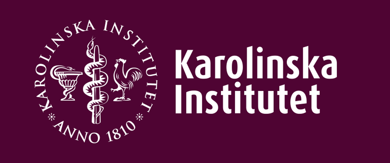 Logo of Karolinska Institutet featuring a circular emblem with a serpent-entwined staff, rooster, and "Anno 1810" text, alongside the institute's name on a purple background.