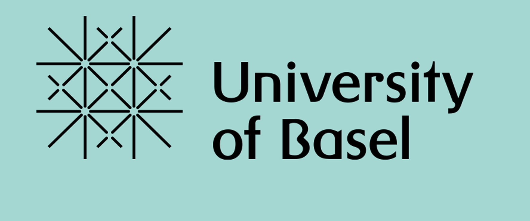 Logo of the University of Basel featuring a geometric star design on the left and the university name in black text on a light blue background.