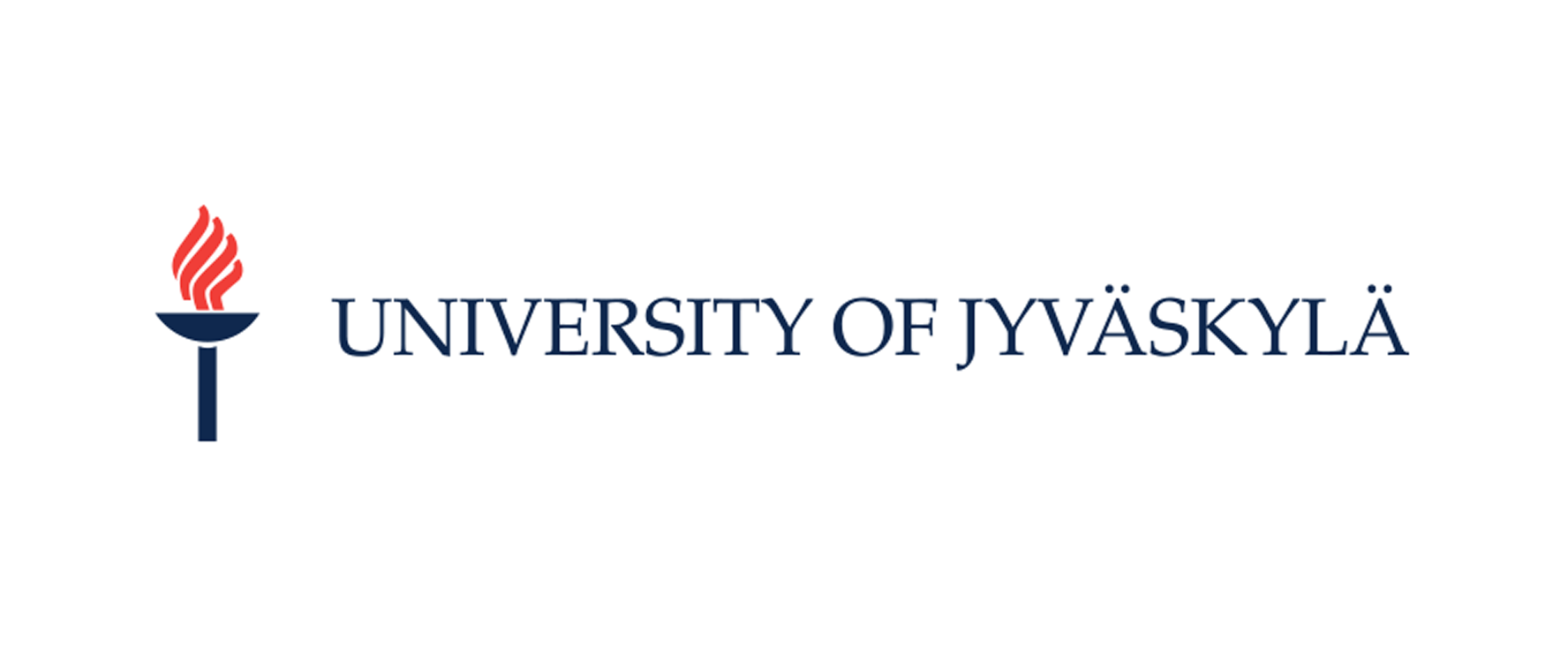 Logo of the University of Jyväskylä, featuring a torch graphic on the left and the university name in capital letters on the right.