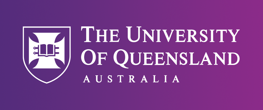 Logo of The University of Queensland, Australia, featuring a shield with a book and three keys on a purple gradient background.